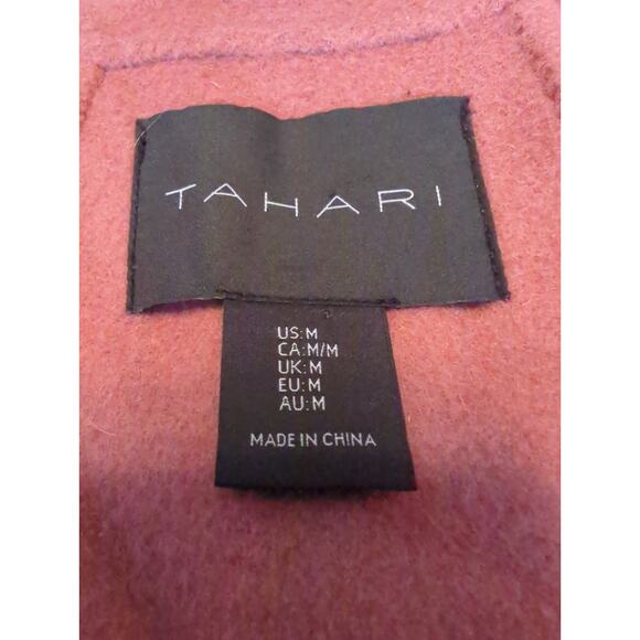 TAHARI Wool Blend Dusty Rose Long Line Open Front Mid Length Jacket Women's Med - Picture 2 of 8